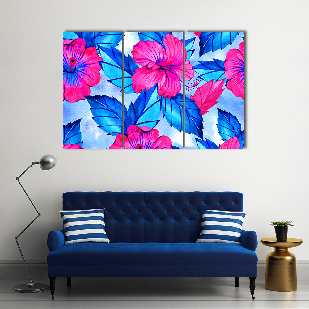 Hibiscus Floral Pattern Canvas Wall Art