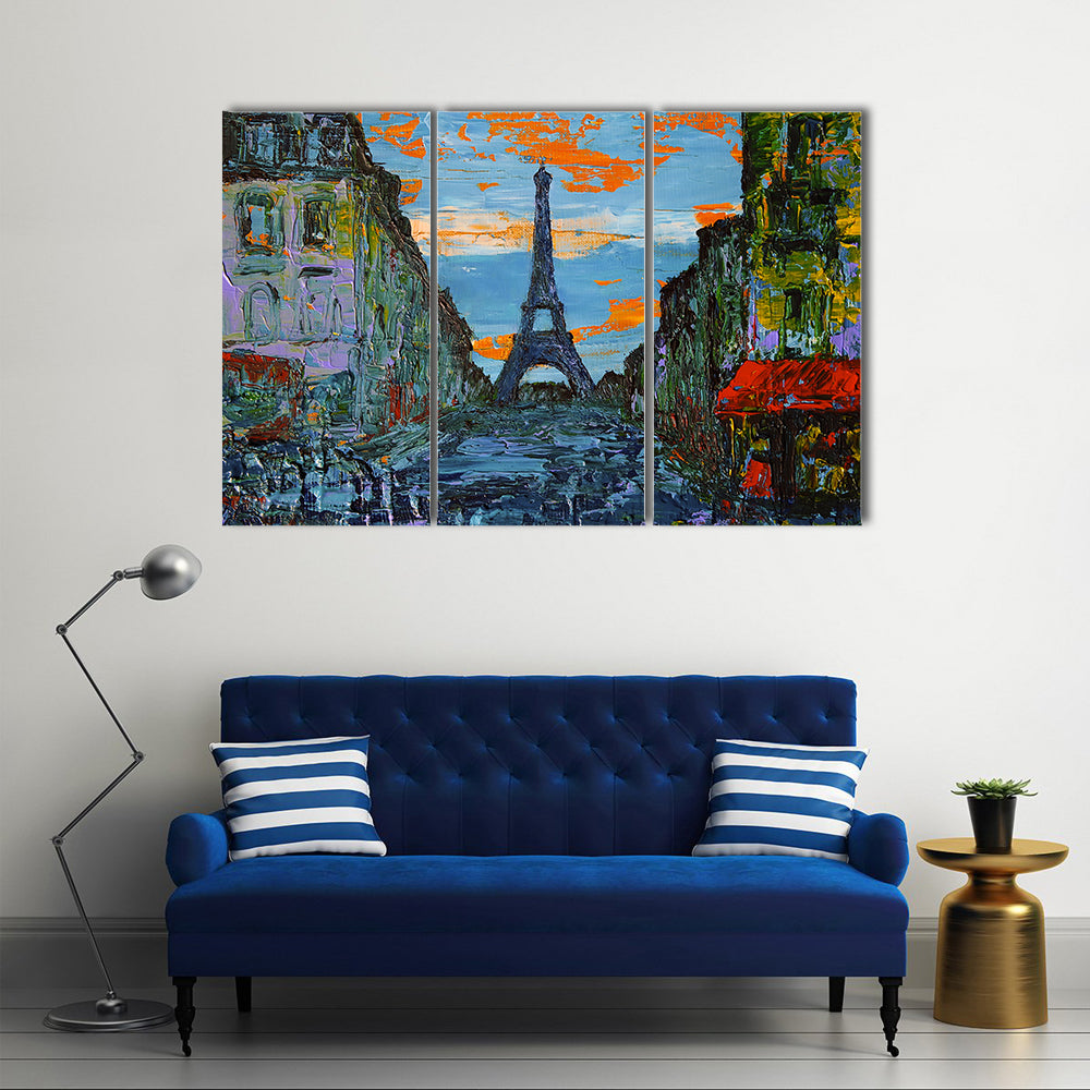 Paris Street at Sunset Canvas Wall Art