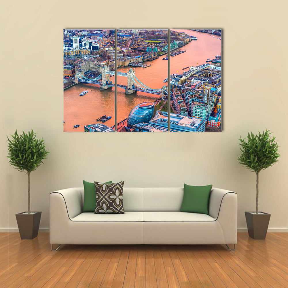 Tower Bridge And Thames River In London Canvas Wall Art