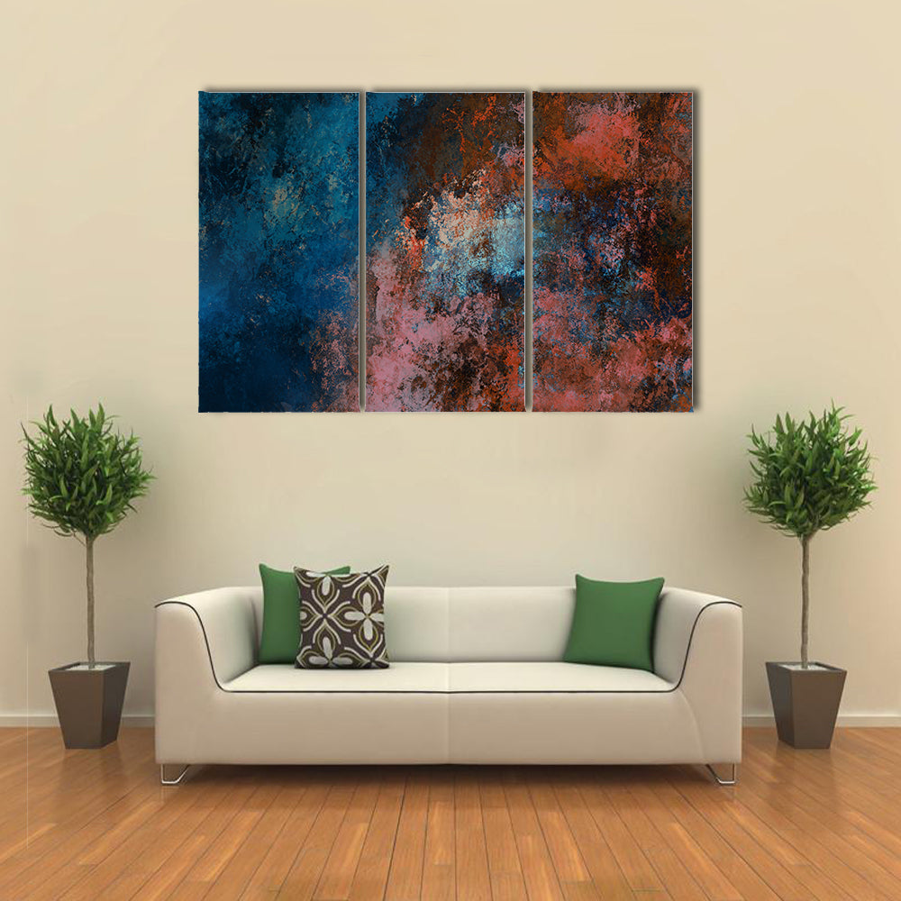 Blue And Red Tones Brushstrokes Canvas Wall Art