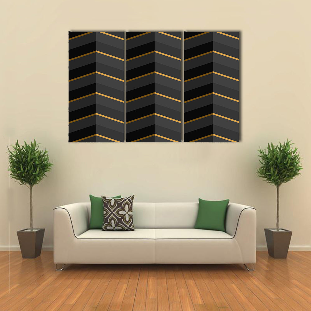 Black and Gold Striped Geometric Canvas Wall Art