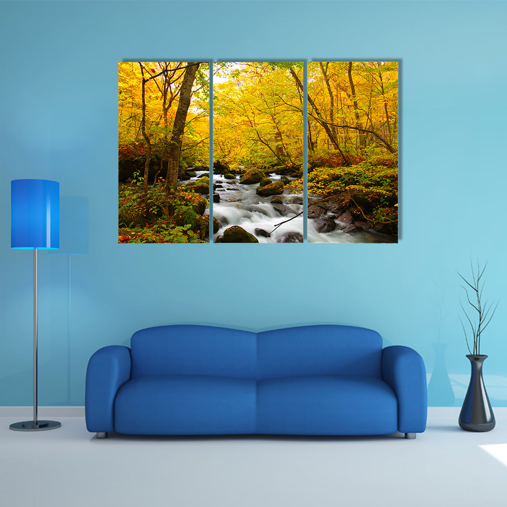 Autumn Colors Of Oirase River Canvas Wall Art