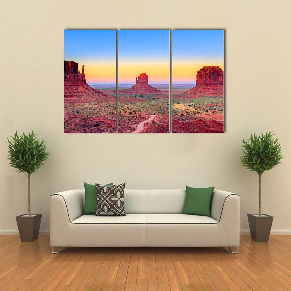 Sunset At Monument Valley In USA Canvas Wall Art