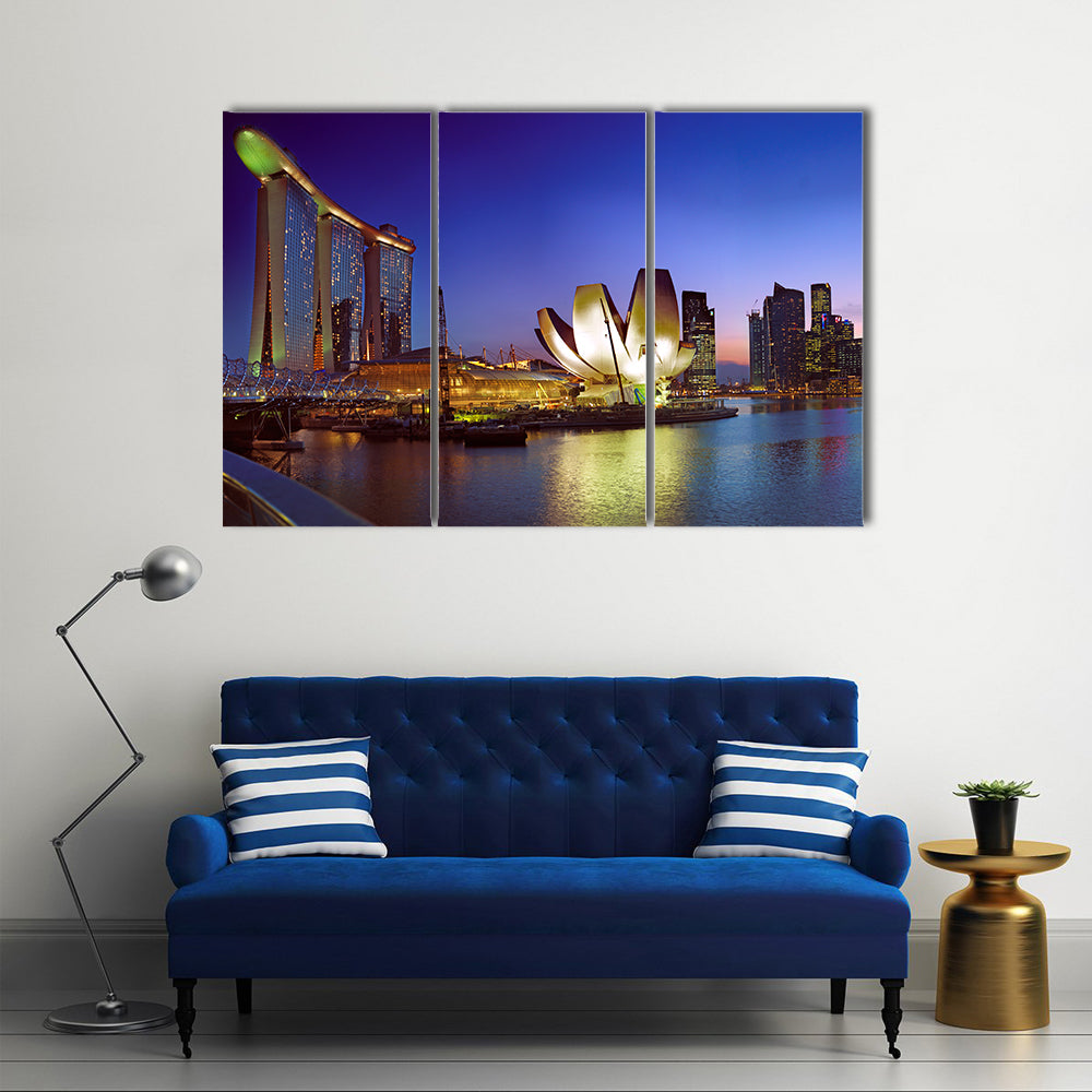 Singapore In Twilight Canvas Wall Art