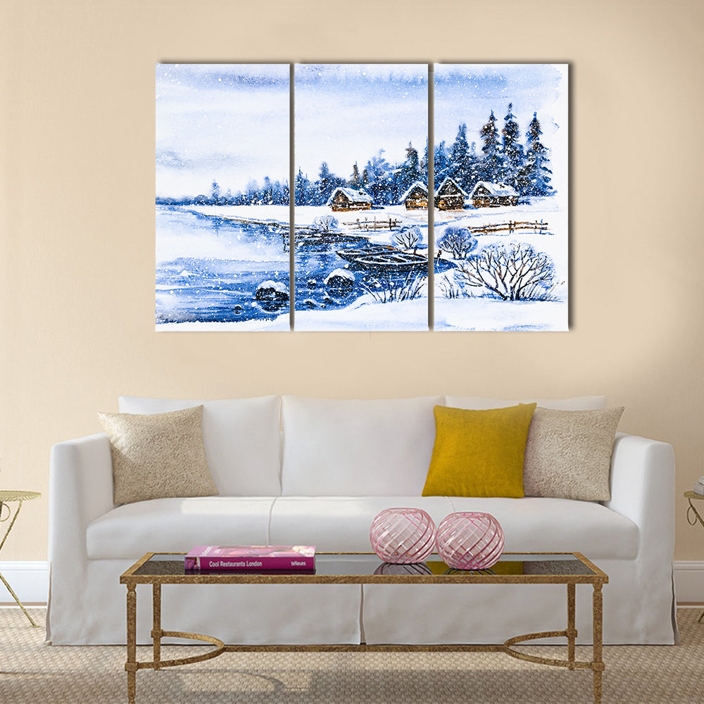 Frozen Winter Village Canvas Wall Art