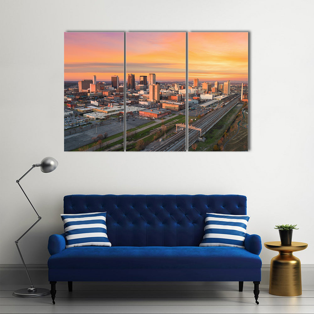 Birmingham Downtown Skyline at Sunset Canvas Wall Art