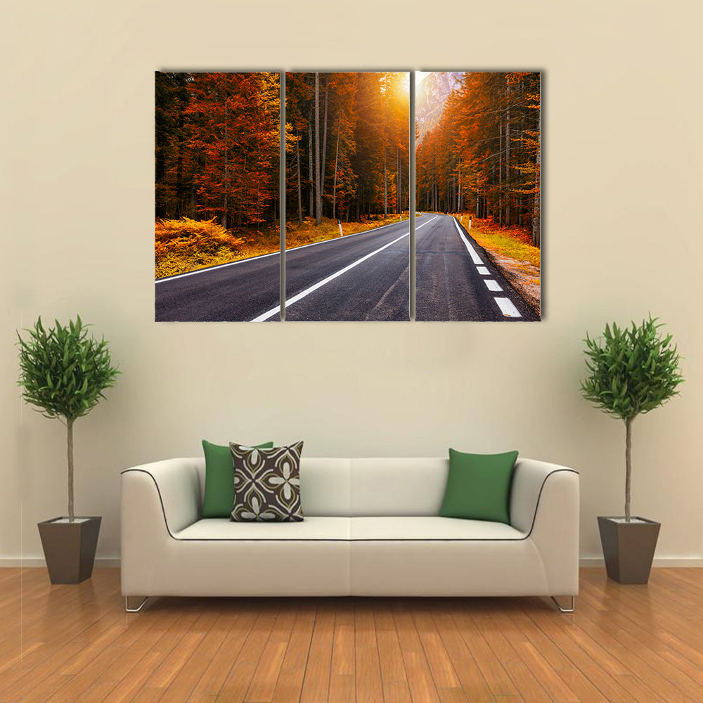 Asphalt Roads In Italian Alps In South Tyrol Canvas Wall Art