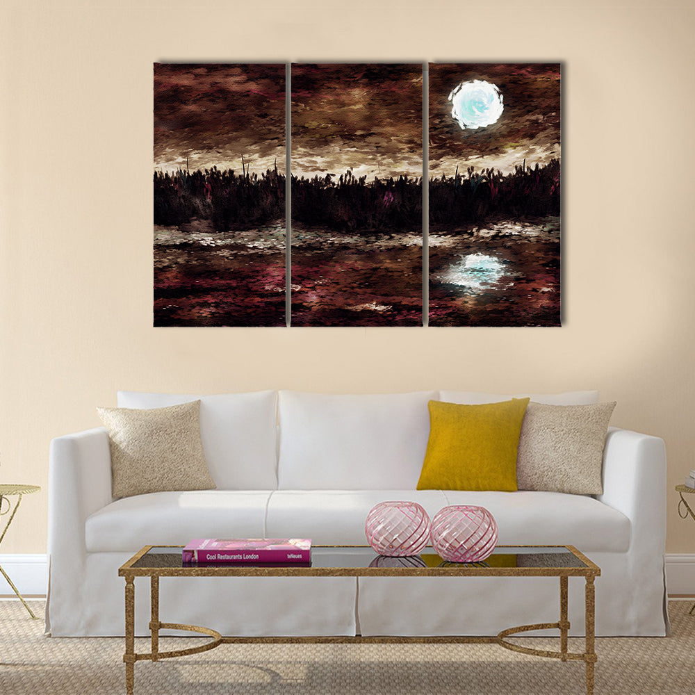 Moonlit Lake Canvas Wall Art