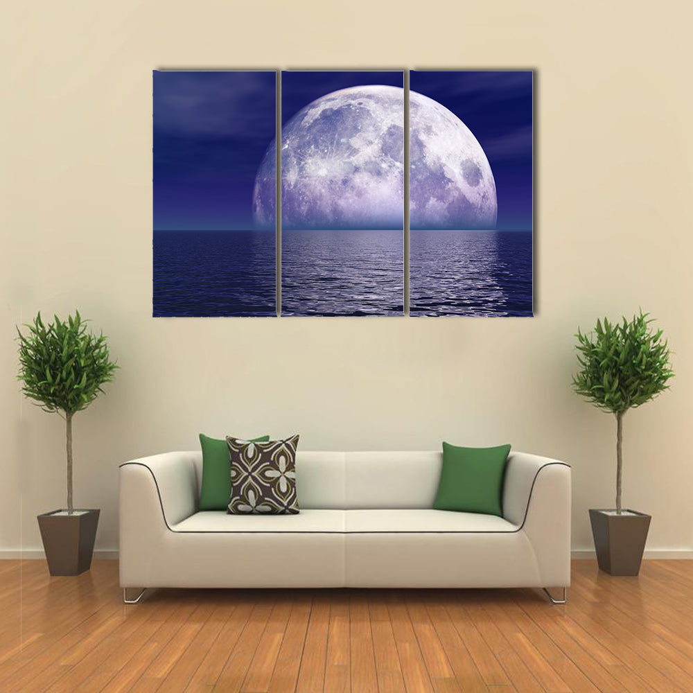 Full Moon Over Water Canvas Wall Art