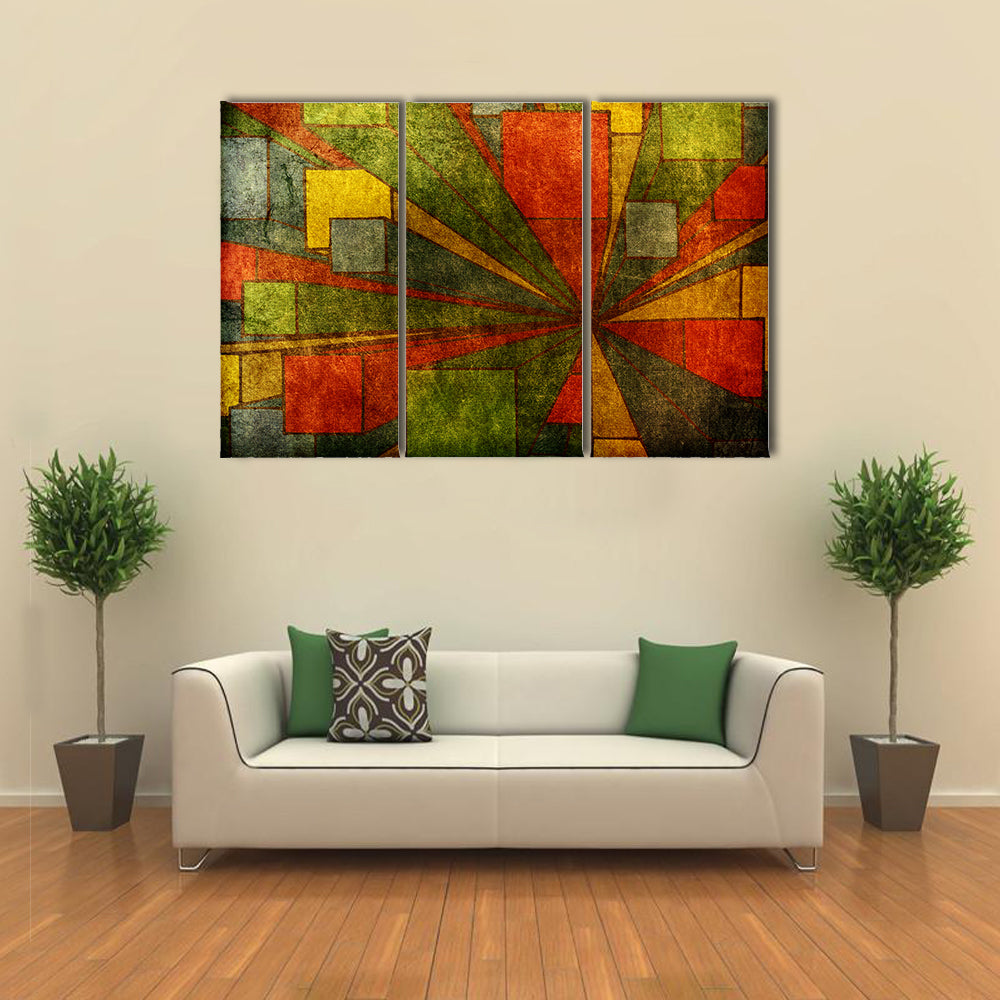 Grunge Geometric Radial Abstract Canvas Wall Art