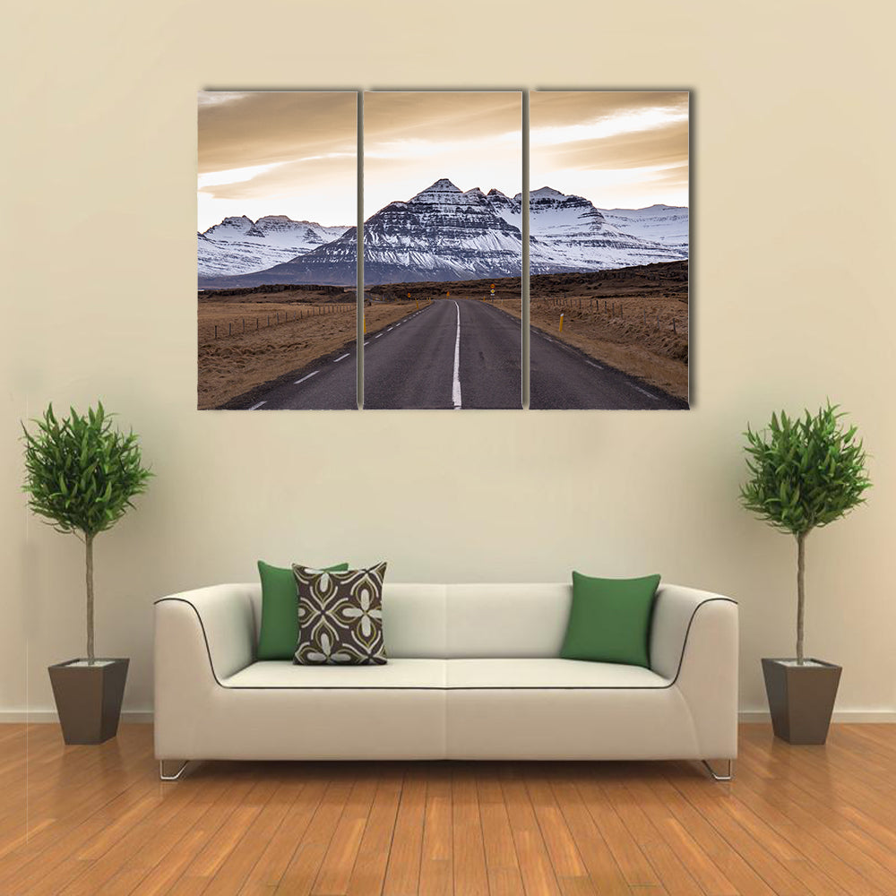 Ring Road At Sunset In East Fjords In Iceland Canvas Wall Art
