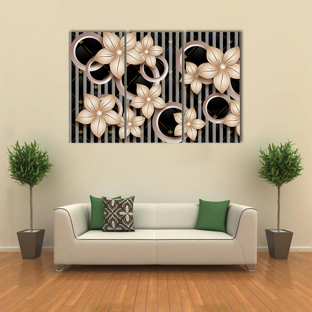 Modern Abstract Floral with Gold Accents Canvas Wall Art
