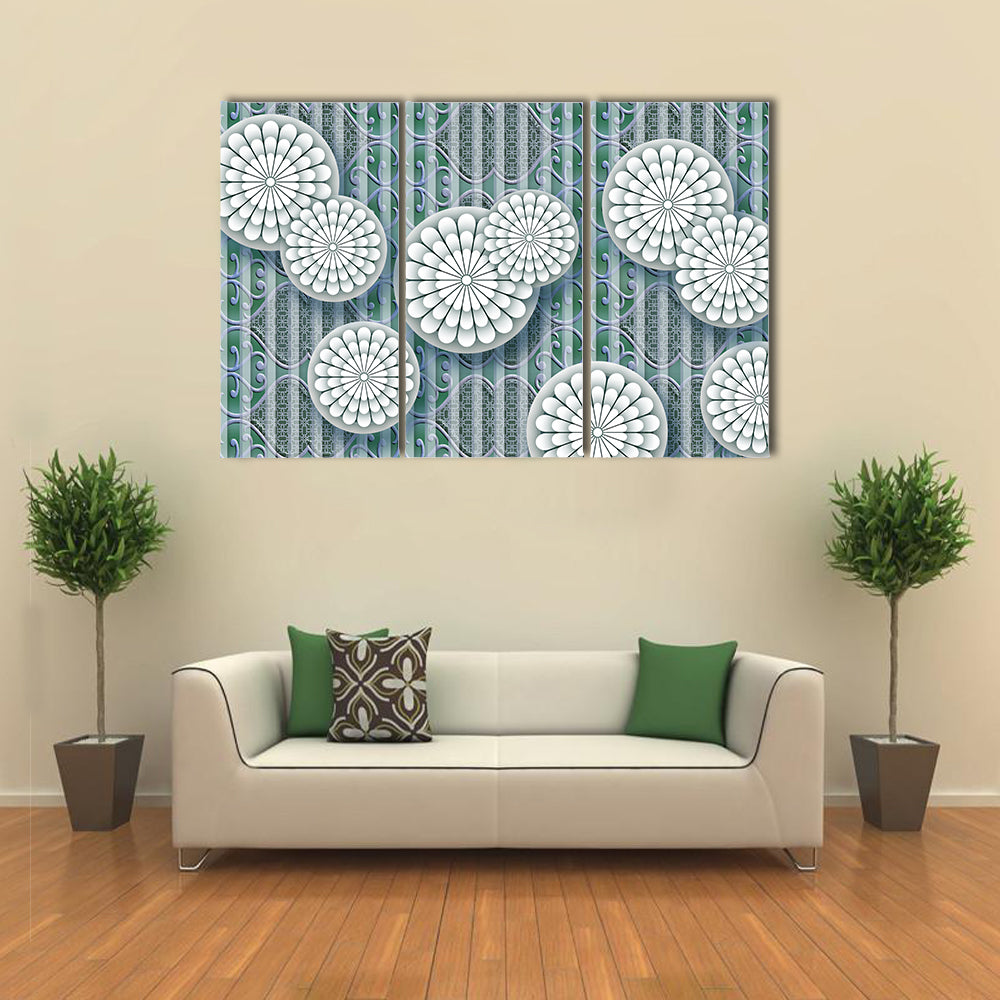 3d White Floral Mural Canvas Wall Art