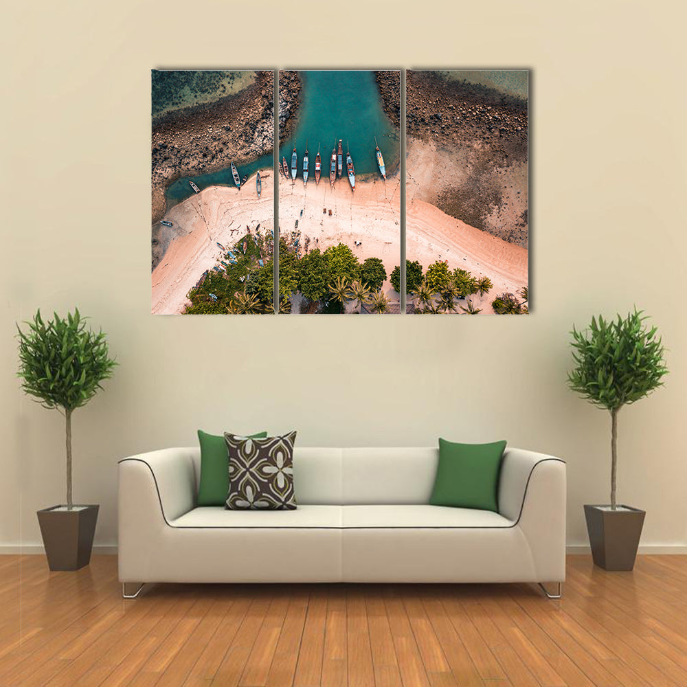 Aerial View Of Fisherman Village In The Island Of Koh Samui, Thailand Canvas Wall Art
