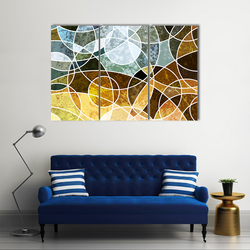 Abstract Geometric Circles in Blue and Green Canvas Wall Art