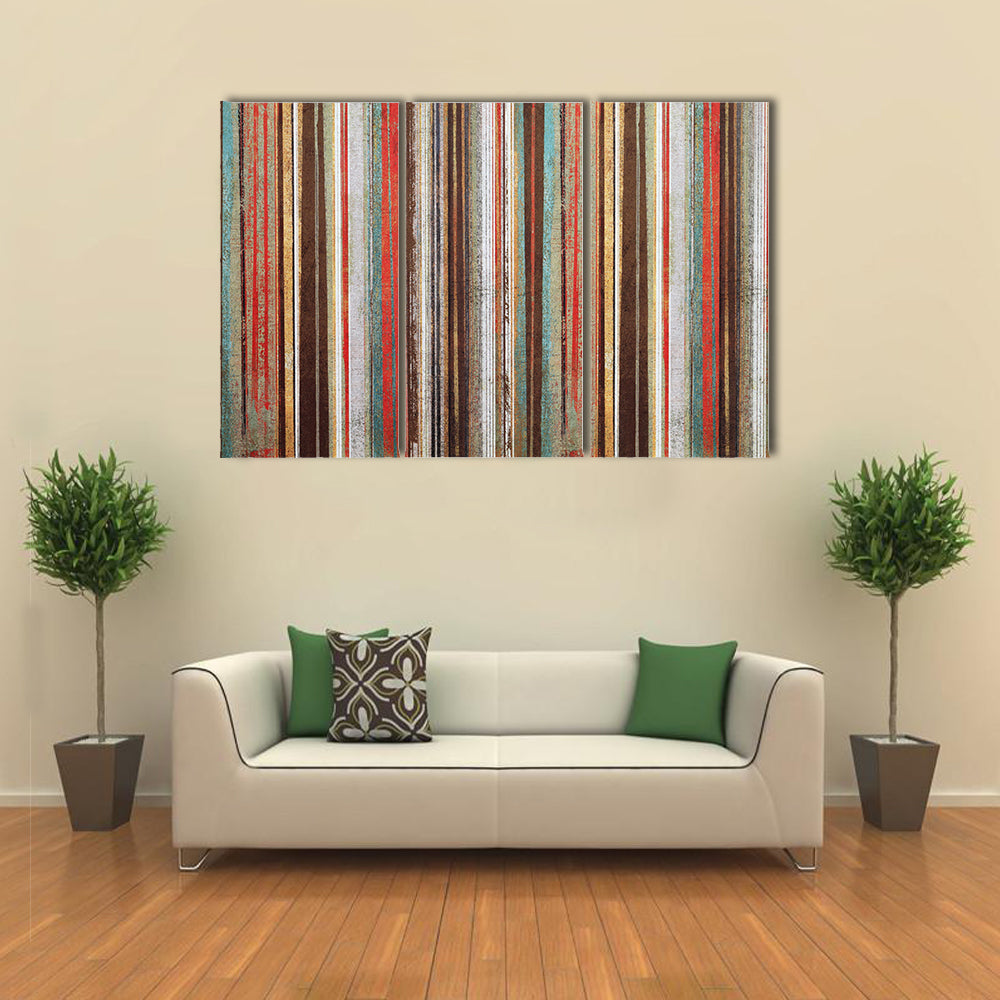 Vintage Shabby Striped Wallpaper Canvas Wall Art