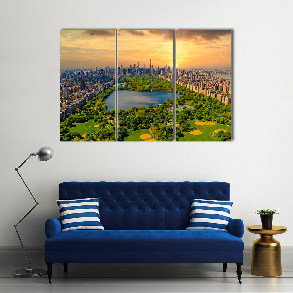 Central Park Reservoir and Manhattan Skyline Canvas Wall Art
