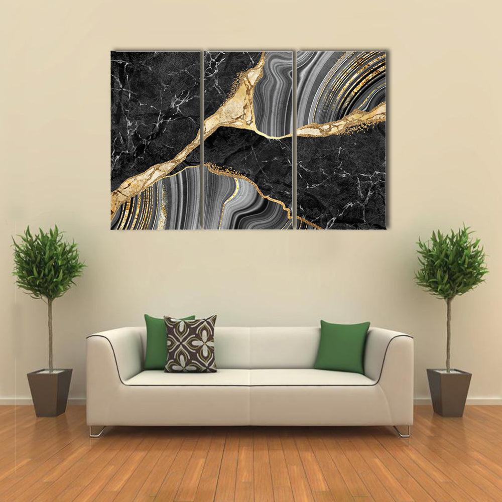 Gold-flecked Marble and Agate Texture Canvas Wall Art