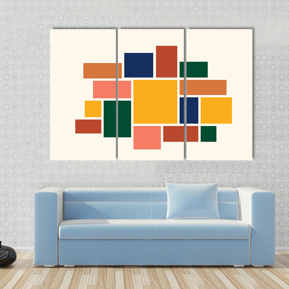Yellow Square Abstract Geometric Collage Canvas Wall Art