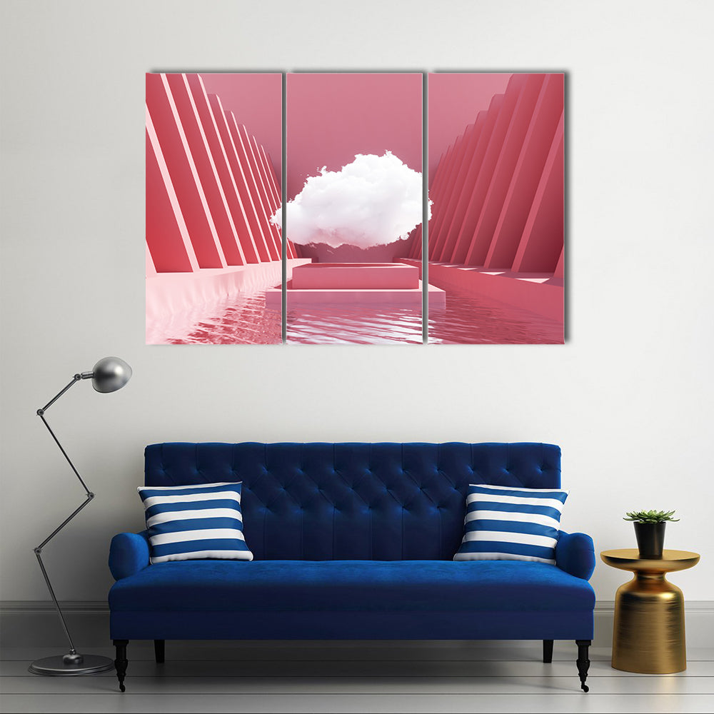 Reflective Pink Pool Abstract Canvas Wall Art