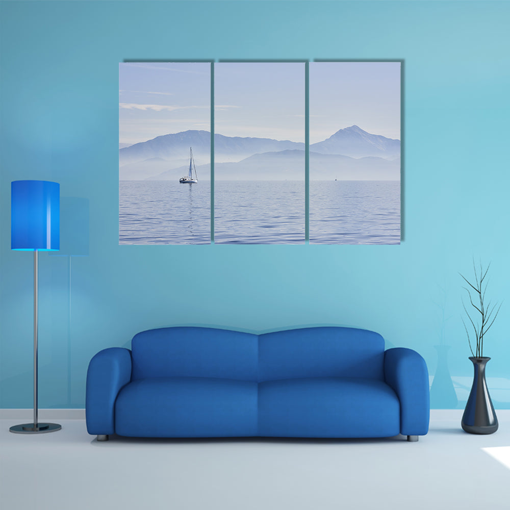 Sailing Boat At Sunrise Canvas Wall Art