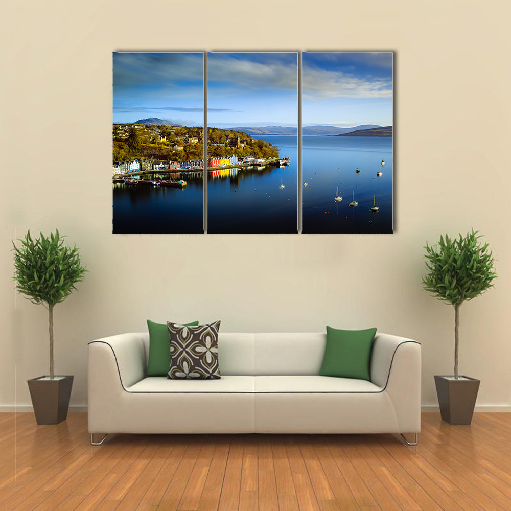 Tobermory Bay Harbor with Colorful Houses Canvas Wall Art