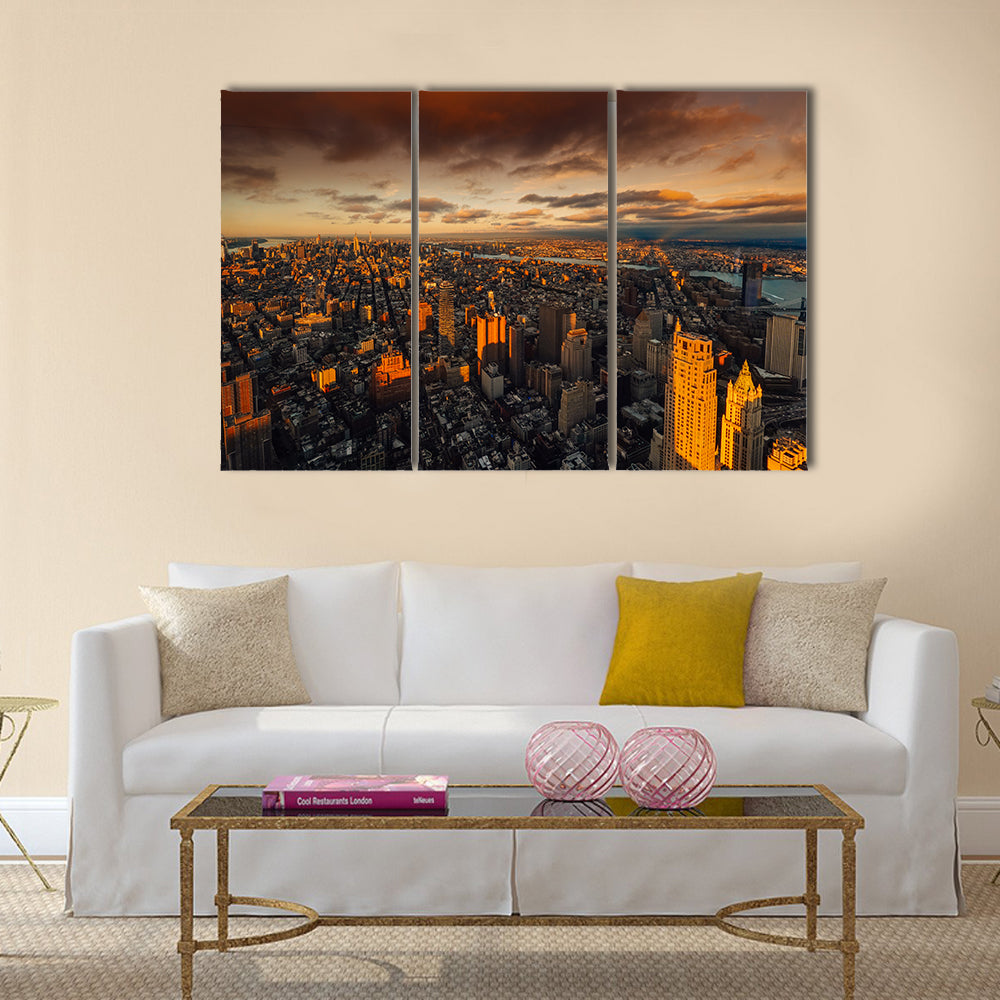New York to South Manhattan Skyscraper Canvas Wall Art