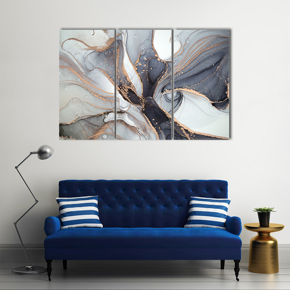 Alcohol Ink Marble with Gold Accents Canvas Wall Art