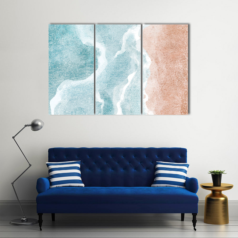 Boho Sea Beach With Waves Canvas Wall Art