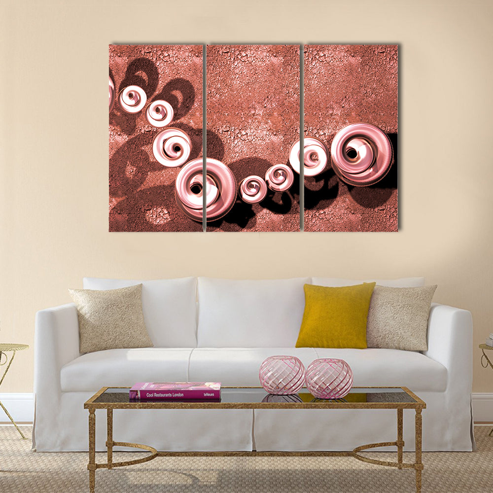 Terracotta Swirls with Glossy Spirals and Cracked Terrain Canvas Wall Art