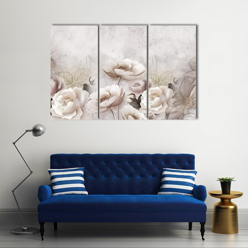 3D Decorative Flowers Canvas Wall Art