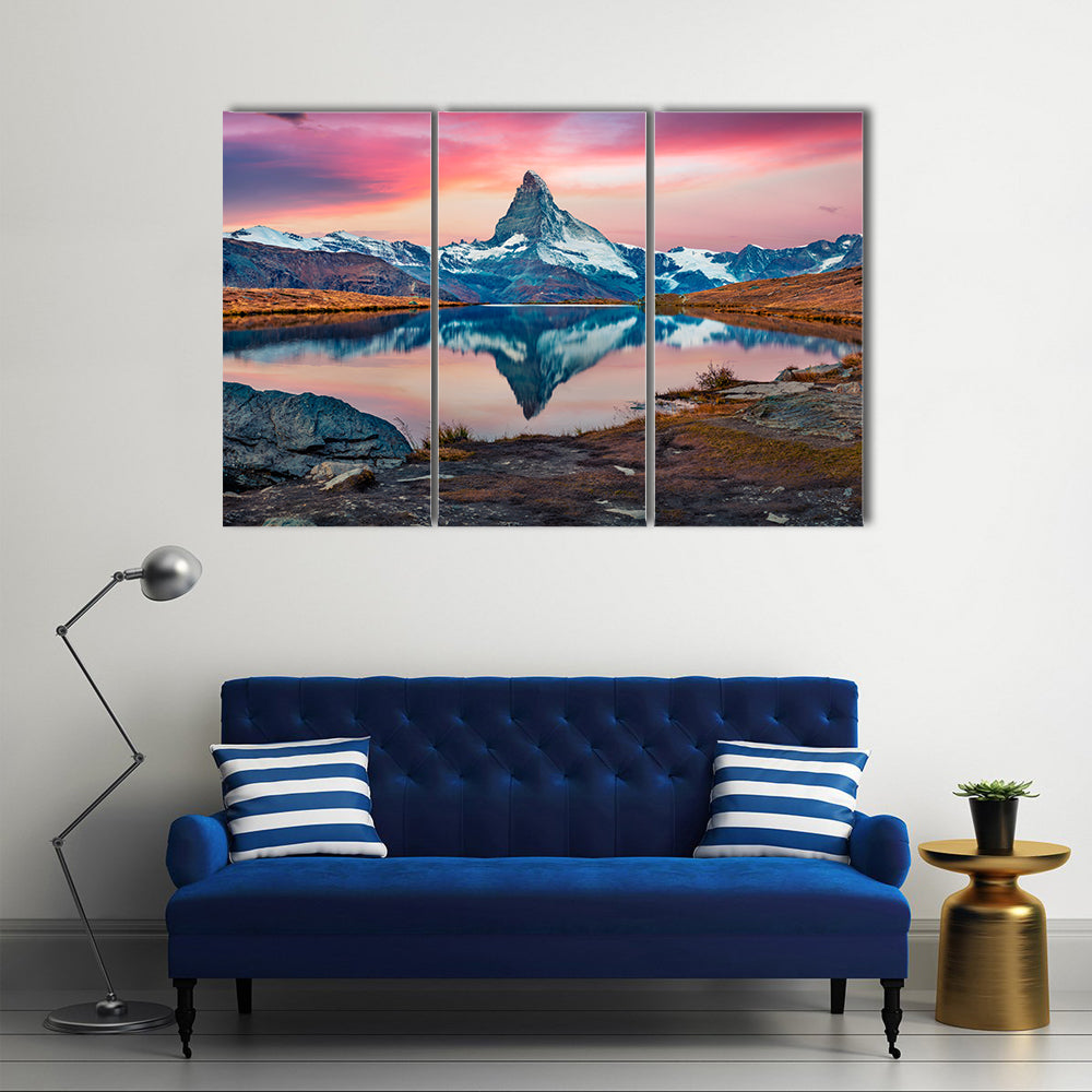 Stellisee Lake With Matterhorn Peak Canvas Wall Art