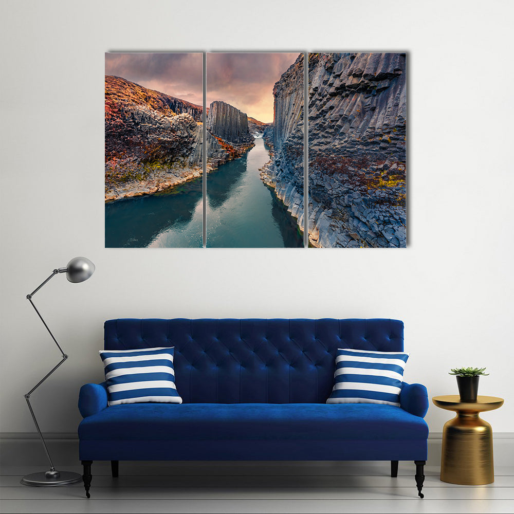 Studlagil Canyon In Iceland Canvas Wall Art
