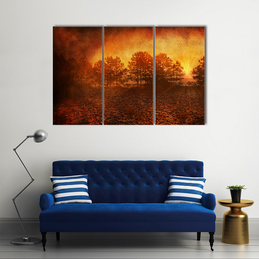 Rusty Golden Textured Autumn Field Canvas Wall Art