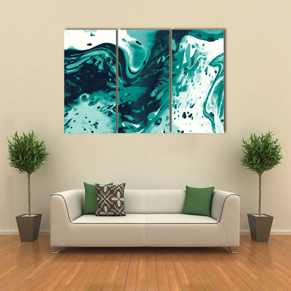 Turquoise Fluid Marbling Canvas Wall Art