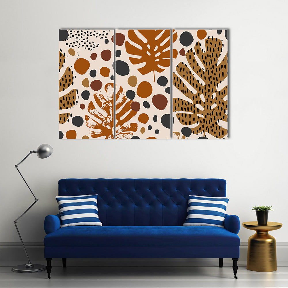 Tropical Monstera Leaf Pattern Canvas Wall Art