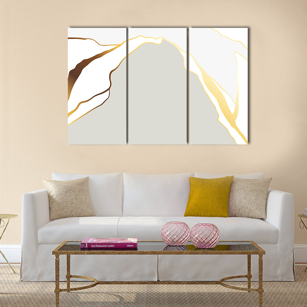 Minimal Marble Peak with Gold Accents Canvas Wall Art