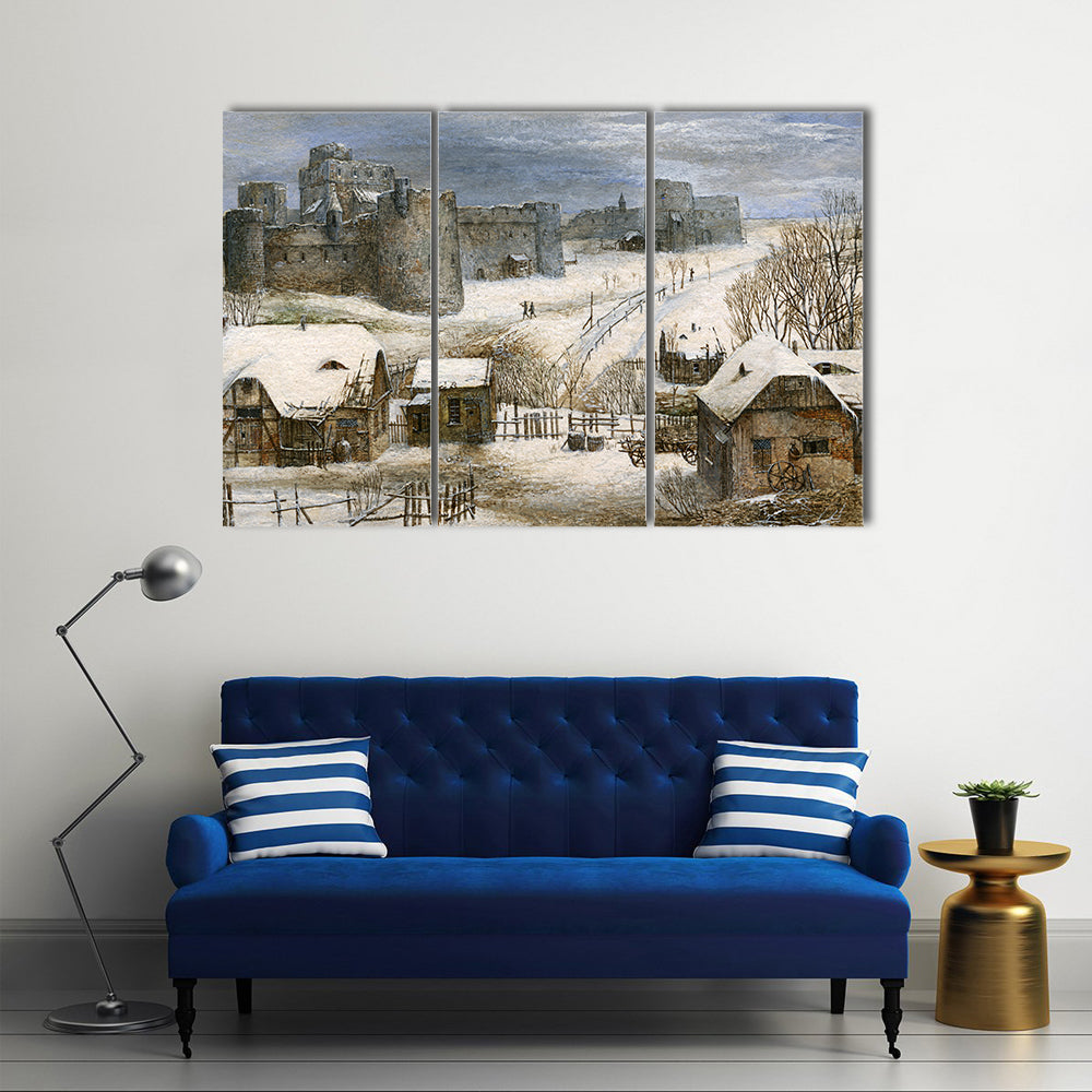 Medieval Castle in Winter Canvas Wall Art