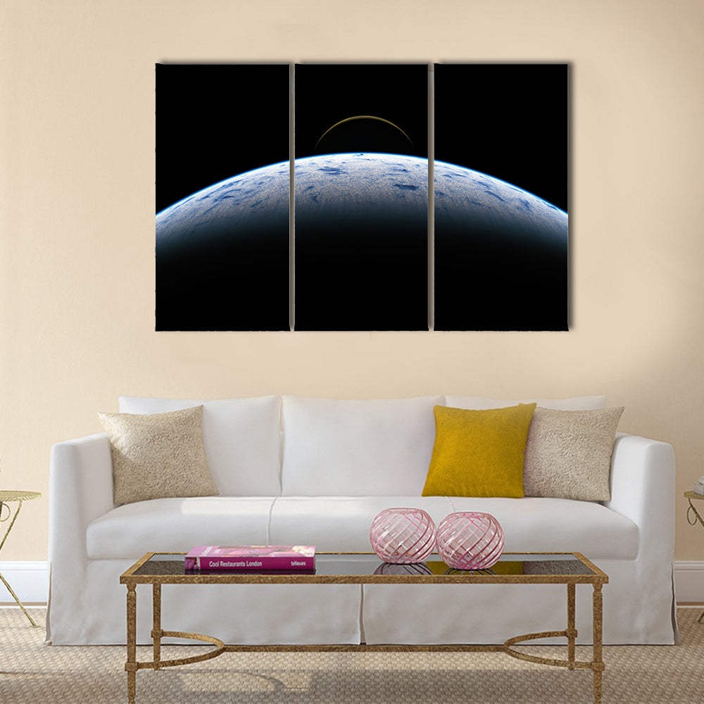Earth &amp; Moon From Space Canvas Wall Art