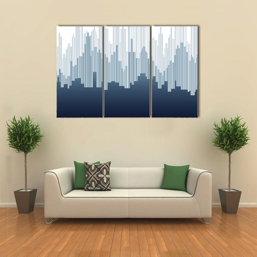 Minimalist City Skyline in Navy and White Canvas Wall Art