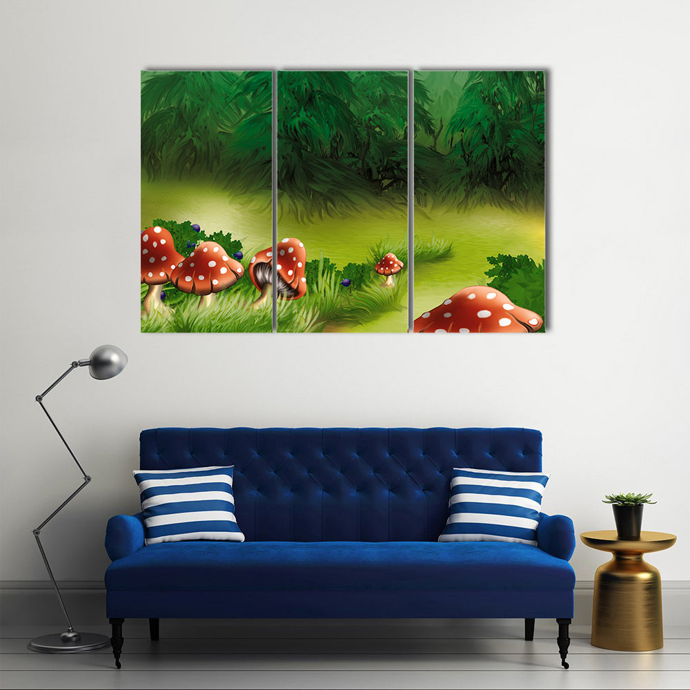 Fly Agaric Mushroom Illustration Canvas Wall Art