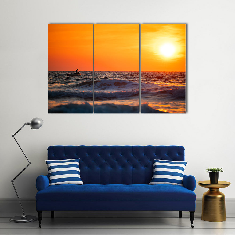 Fisherman Sailing at Sunrise Canvas Wall Art