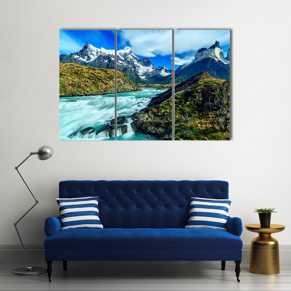 Luxury River Mountain Canvas Wall Art
