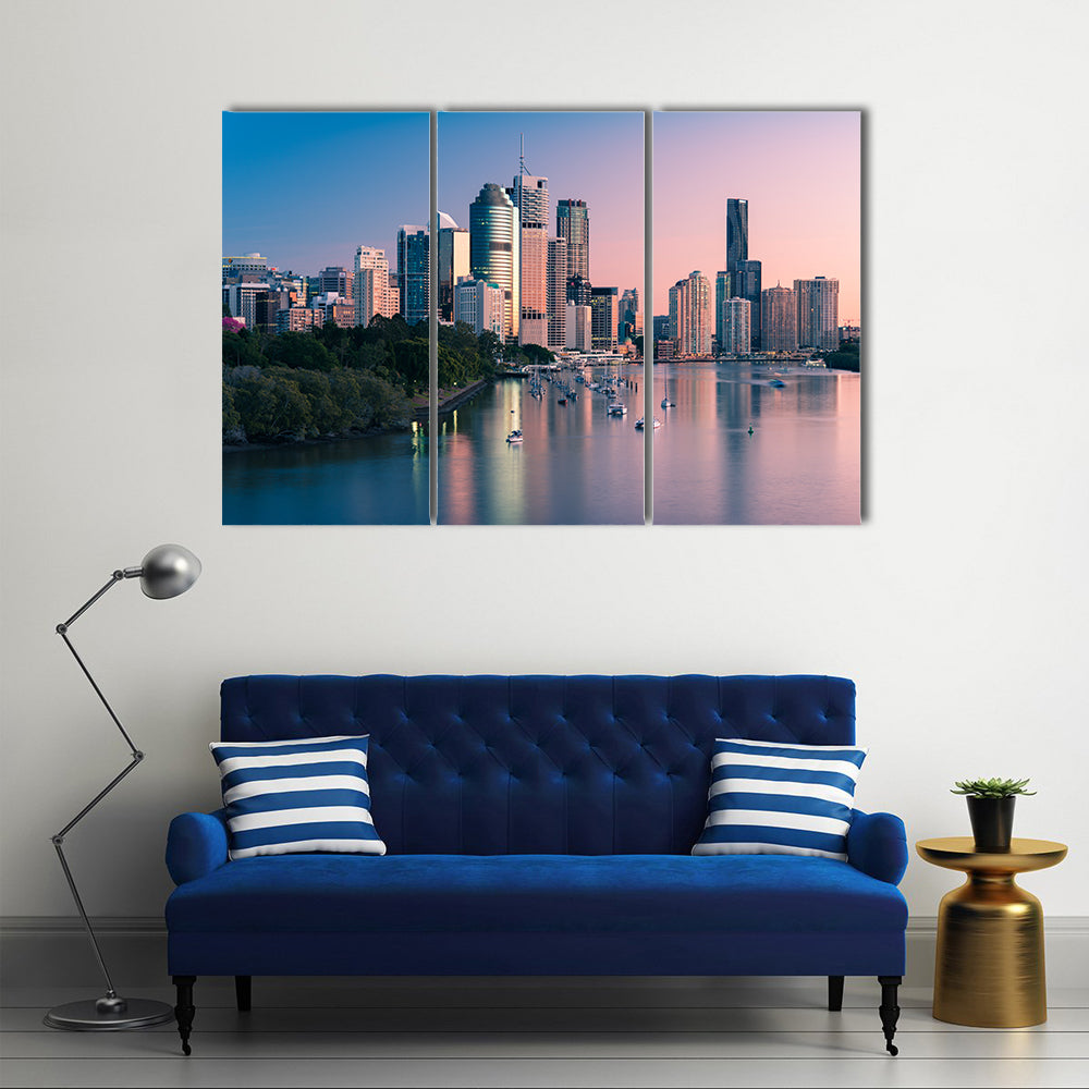 Brisbane Downtown At Sunrise Canvas Wall Art