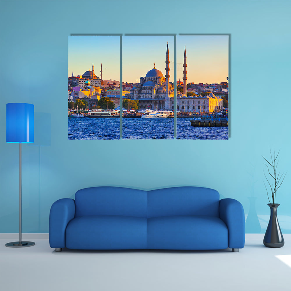 Istanbul Cityscape At Sunset Canvas Wall Art
