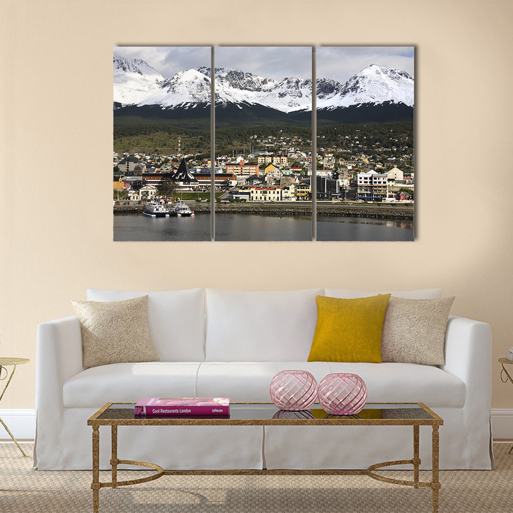 Ushuaia Harbor with Snow-capped Peaks Canvas Wall Art