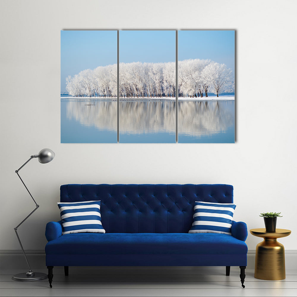Clear Blue Winter Landscape Canvas Wall Art