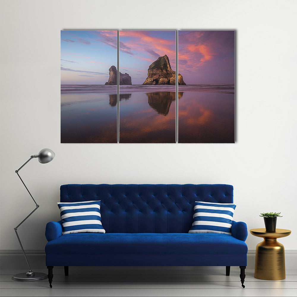 Sunrise At Wharariki Beach In New Zealand Canvas Wall Art