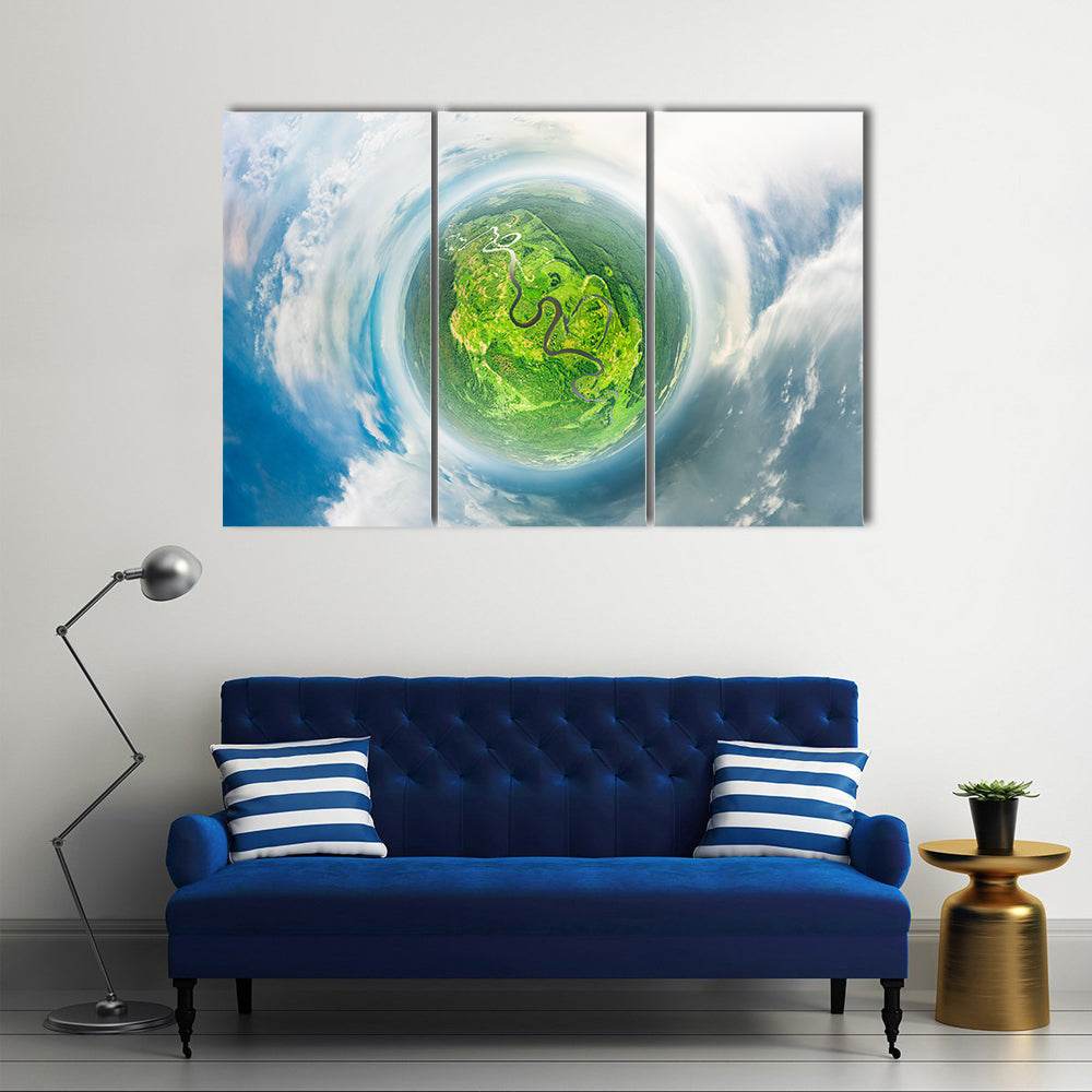 Small Planet Concept From Space Canvas Wall Art