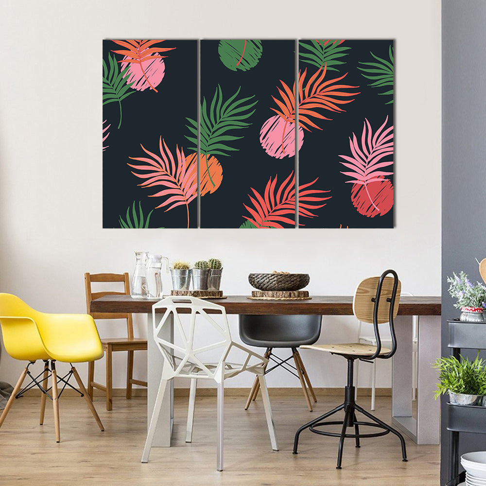 Palm Leaf Seamless Pattern Canvas Wall Art